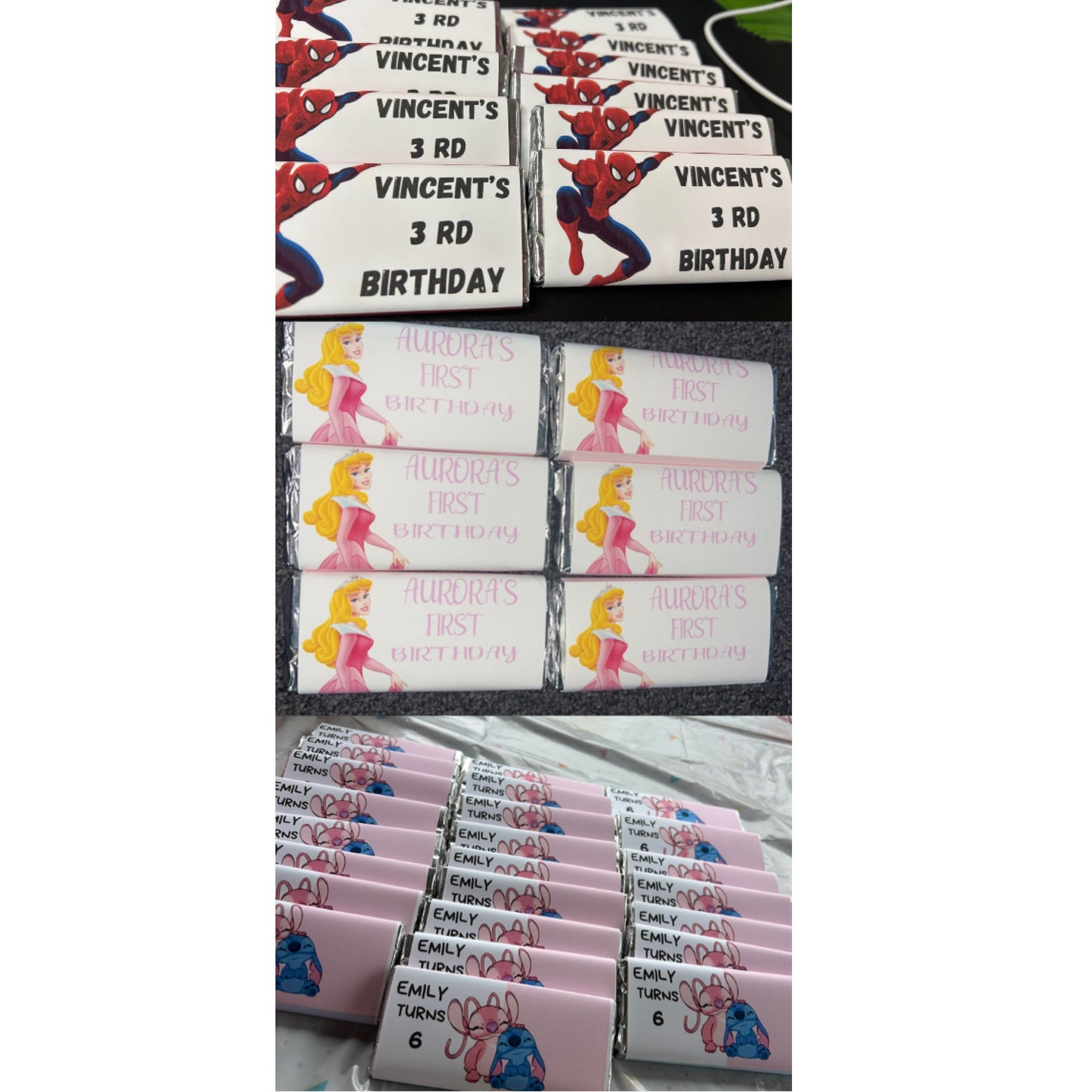 Custom chocolate party favours