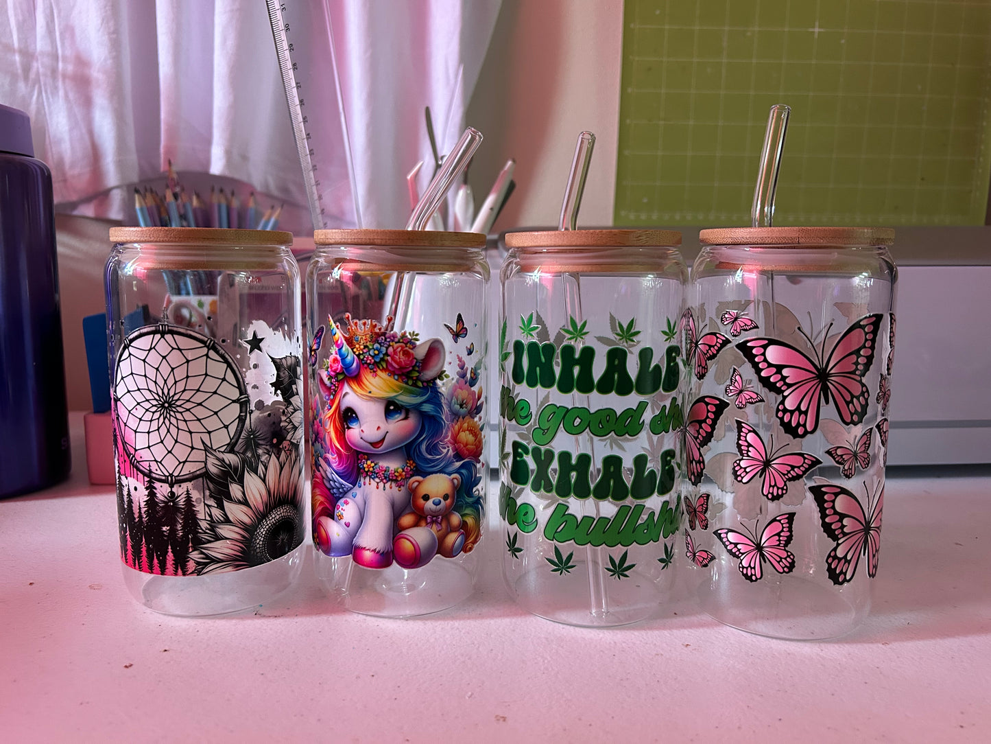Custom glass tumbler 16oz