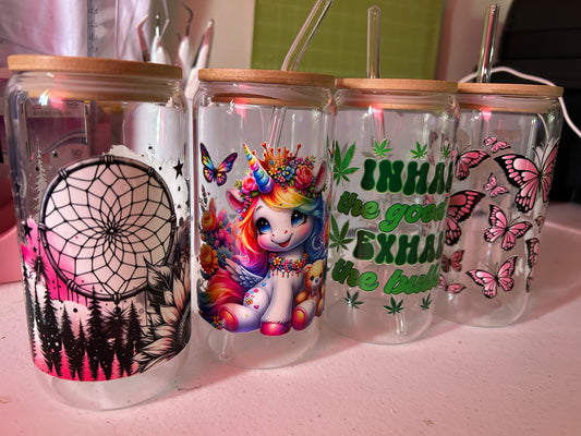 Custom glass tumbler 16oz